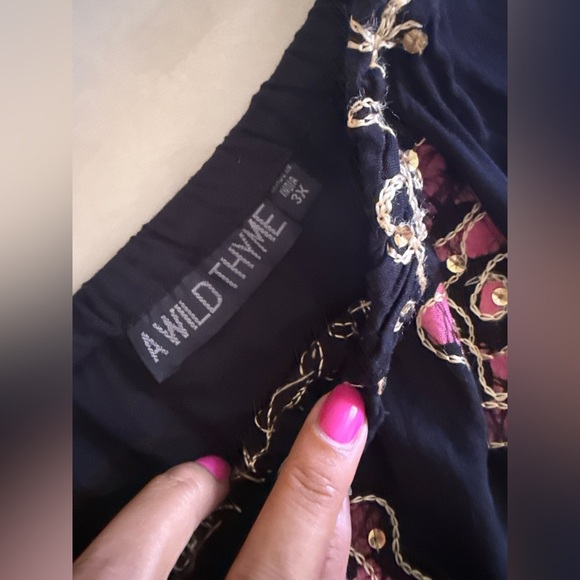 Elegant Black and Pink Embroidered a wikd thyme STRAPLESS dress SIZE 3X black - Picture 6 of 10